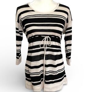 Motherhood Maternity Striped Crochet Sweater Top Tunic Size M
